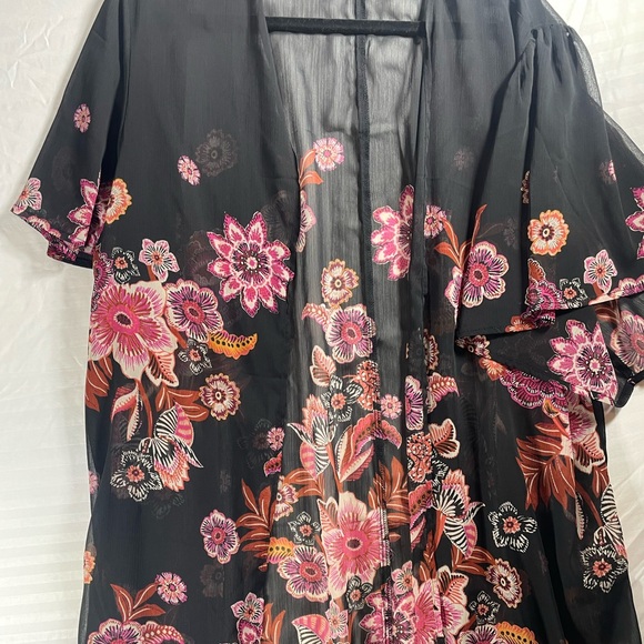 Maurices Tops - Maurices Black Sheer Textured Kimono Cardigan